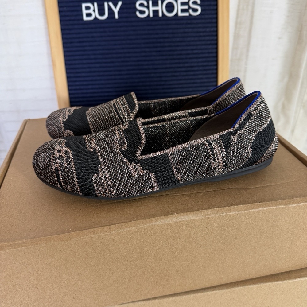 Rothys The Loafer Womens Size 4 Ballet Flats "Golden Shimmer" Limited Edition‎